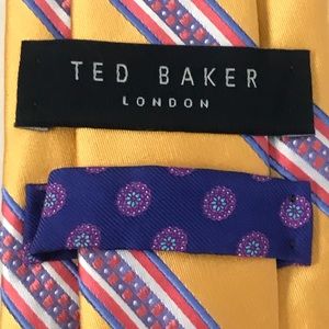 Ted Baker Silk Tie Gold Pink BluePurple Stripe NWT